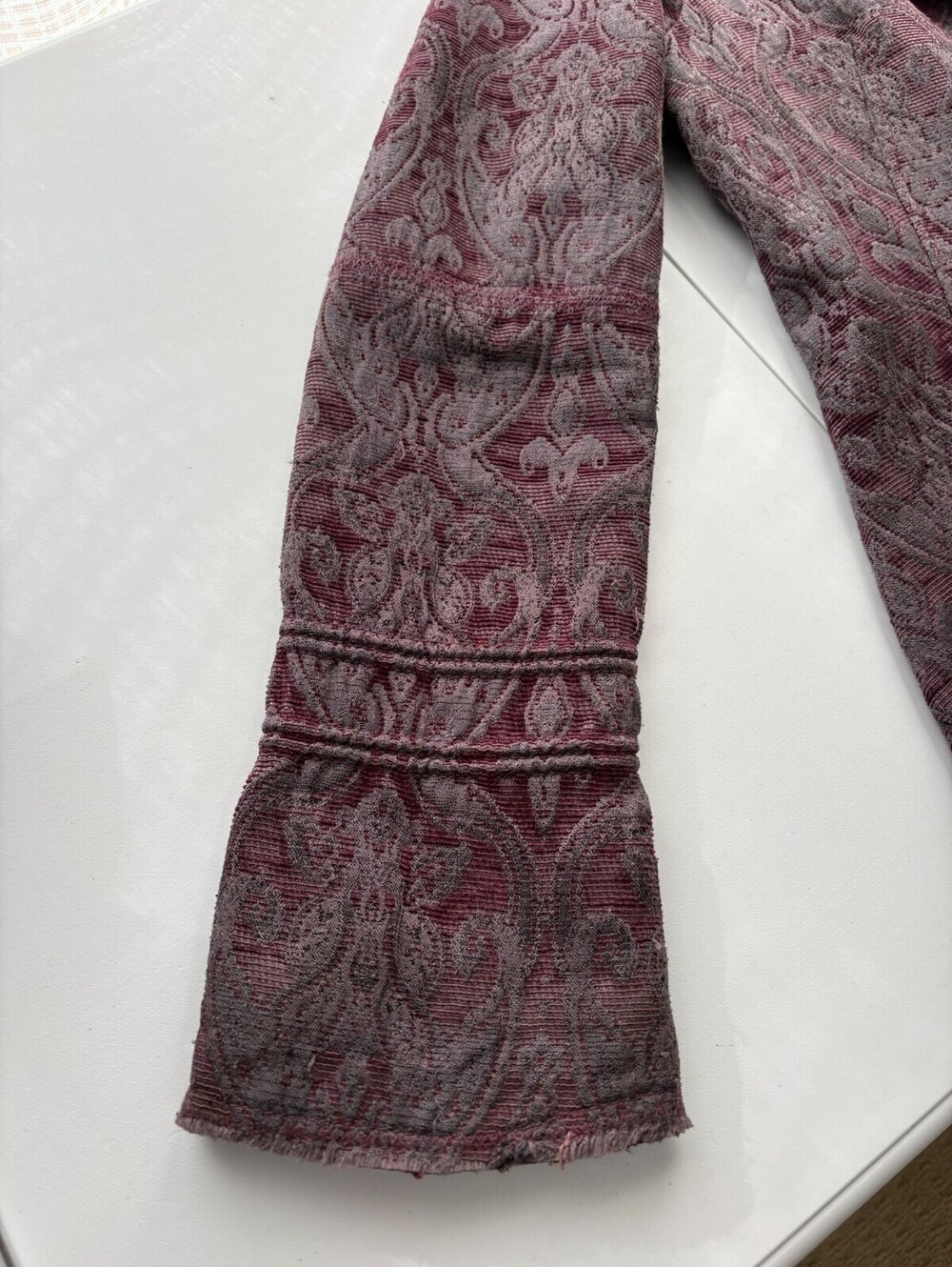 Free People Jacquard Brocade Tapestry Coat Sz 8 Purple Boho Chic Button Pockets - Picture 7 of 9